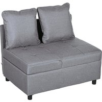 HOMCOM Schlafsessel 3-in-1 Ausziehbares Schlafsofa mit Bettfunktion 2 Sitzer Sofa mit Verstellbarer Rückenlehne, Seitentasche, Kissen, Rollen, bis 300 kg, für kleinen Raum Dunkelgrau   Aosom
