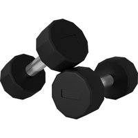 SPORTNOW Set 2 Kurzhanteln mit 12 Seiten je 2x8 kg aus Metall und Gummi, Fitness-Kurzhantel Set mit rutschfester Grifffläche, 26x12x12 cm, Schwarz   Aosom