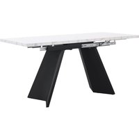 Ausziehbarer Esstisch, für Wohnzimmer und Homeoffice, 159x74x77 cm, Weiß＋Schwarz