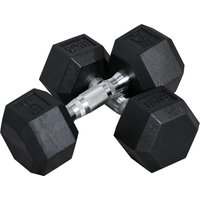 HOMCOM Hexagon Kurzhanteln 2er Set Gusseisen Hanteln Griff gerändelt Hantel Set Kurzhantelset Gewichte Metall Gummi schwarz 2 x 8 KG   Aosom