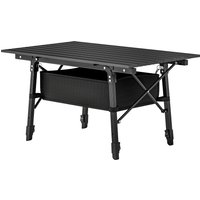 Outsunny Campingtisch, Klappbarer Picknicktisch mit Aufbewahrungskorb, Tragetasche, Höhenverstellbar Klapptisch, für Gartenpartys, Camping, Grillen, Aluminium Schwarz   Aosom