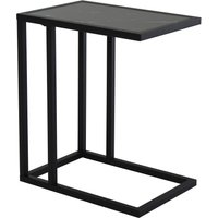 HOMCOM Beistelltisch, Couchtisch mit Marmoroptik, Kaffeetisch mit Metallrahmen, für Wohnzimmer, Schlafzimmer, 45 x 30 x 51,5 cm Schwarz   Aosom