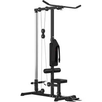 SPORTNOW Kraftstation für Zuhause multifunktionale Fitnessstation mit Latzugstange Seilzugsystem, bis 50 kg Gewichte Fitnessgeräte für Homegym Krafttraining   Aosom