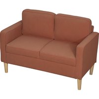 HOMCOM Sofa 2 Sitzer klein Couch mit Armlehne, Stauraum, modern Polstersofa mit Cordoptik, Holzbeine, Kissen, Loungesofa für Wohnzimmer, Schlafzimmer, 117 x 63 x 79 cm, Rosa   Aosom
