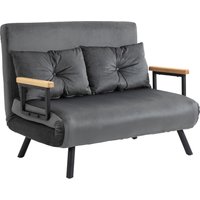 HOMCOM Schlafsofa mit Bettkasten Couch mit Schlaffunktion Schlafcouch mit Samtoptik Rückenkissen Dunkelgrau 102 x 73 x 81 cm   Aosom