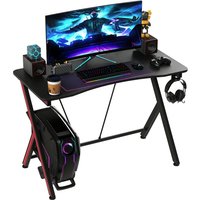 HOMCOM Gaming Tisch Schreibtisch mit Kopfhörerhaken Getränkehalter 105x55x75cm aus Stahl und MDF in Schwarz für Gamer und Home Office   Aosom.de