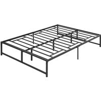 HOMCOM Bettgestell 140 x 190 cm, Doppelbett für 2 Personen aus Stahl, Höhe 31 cm mit Stauraum, Lattenrost, leicht montierbar, schwarz   Aosom