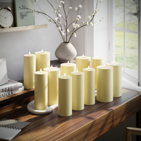 LED-Blockkerzen-Set – Hellgelb – 6 x 7,5 x 20 | 6 x 10 x 20 cm