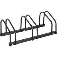 HOMCOM Fahrradständer für 3 Fahrräder, Fahrradablage, Fahrradregal, Fahrradträger für Reifenbreite 65 mm, Abmessungen 76L x 33B x 27H cm, Stahl schwarz   Aosom
