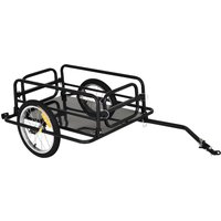 HOMCOM Lastenanhänger für Fahrrad Transportanhänger Fahrradanhänger Handwagen Kupplung faltbar Stahl Schwarz 139 x 71,5 x 49 cm   Aosom