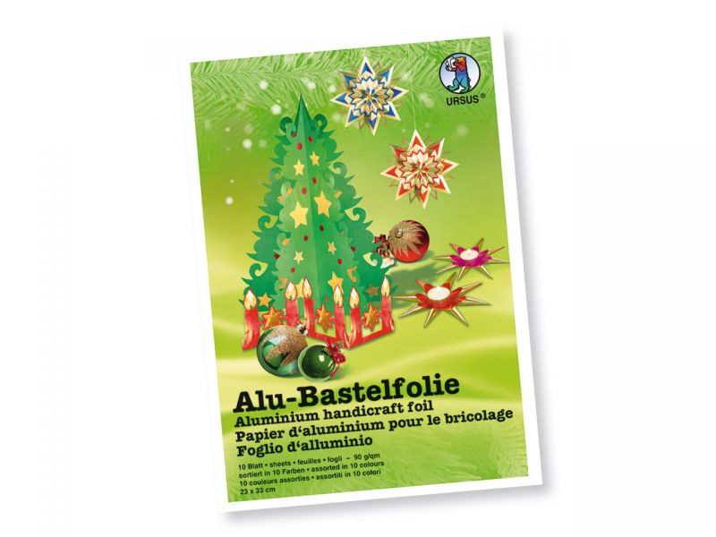 URSUS Alu-Bastelfolie, 23 x 33 cm, 10 Farben sortiert
