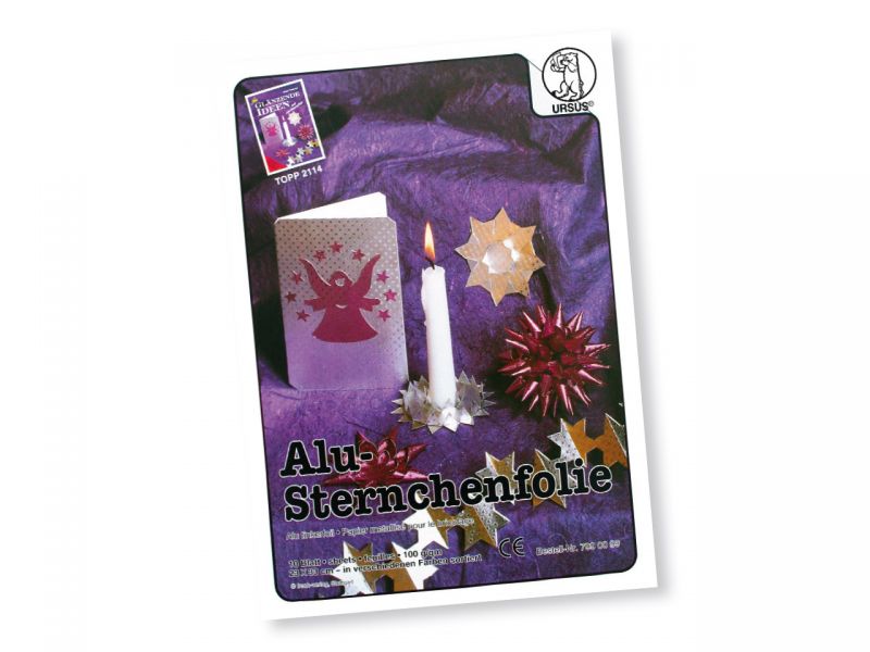 URSUS Alu-Sternchenfolie, 23 x 33 cm, 10 Farben sortiert