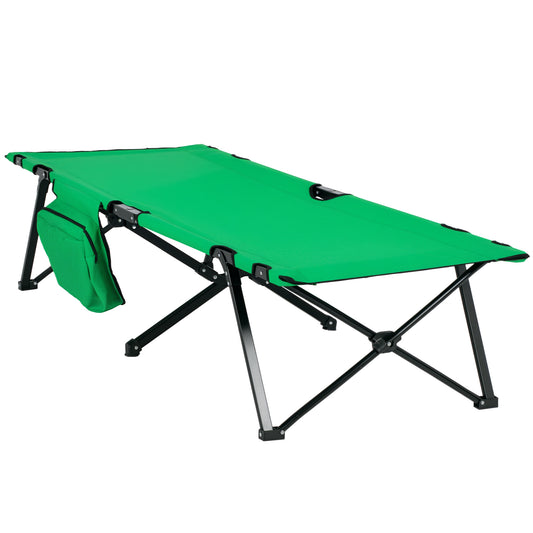 Outsunny Campingbett klappbar bis 136 kg belastbar Feldbett mit Seitentasche Oxford Grün Schwarz 200 x 73 x 49 cm für Outdoor & Reisen   Aosom.de
