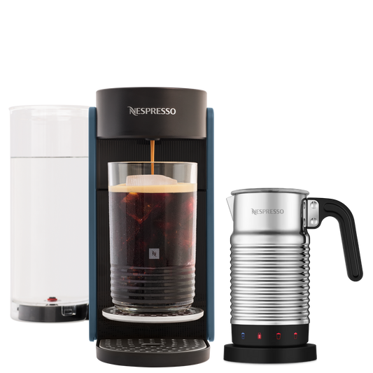 Nespresso VERTUO UP Ocean Blue & Aeroccino4 Vertuo Kaffeemaschine