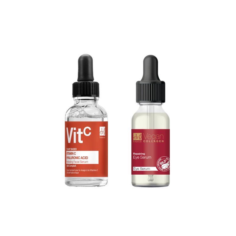 Vitamin C & Hyaluronic Acid Anti-ageing Facial Serum 30ml + Vegan Collagen Repairing Eye Serum.