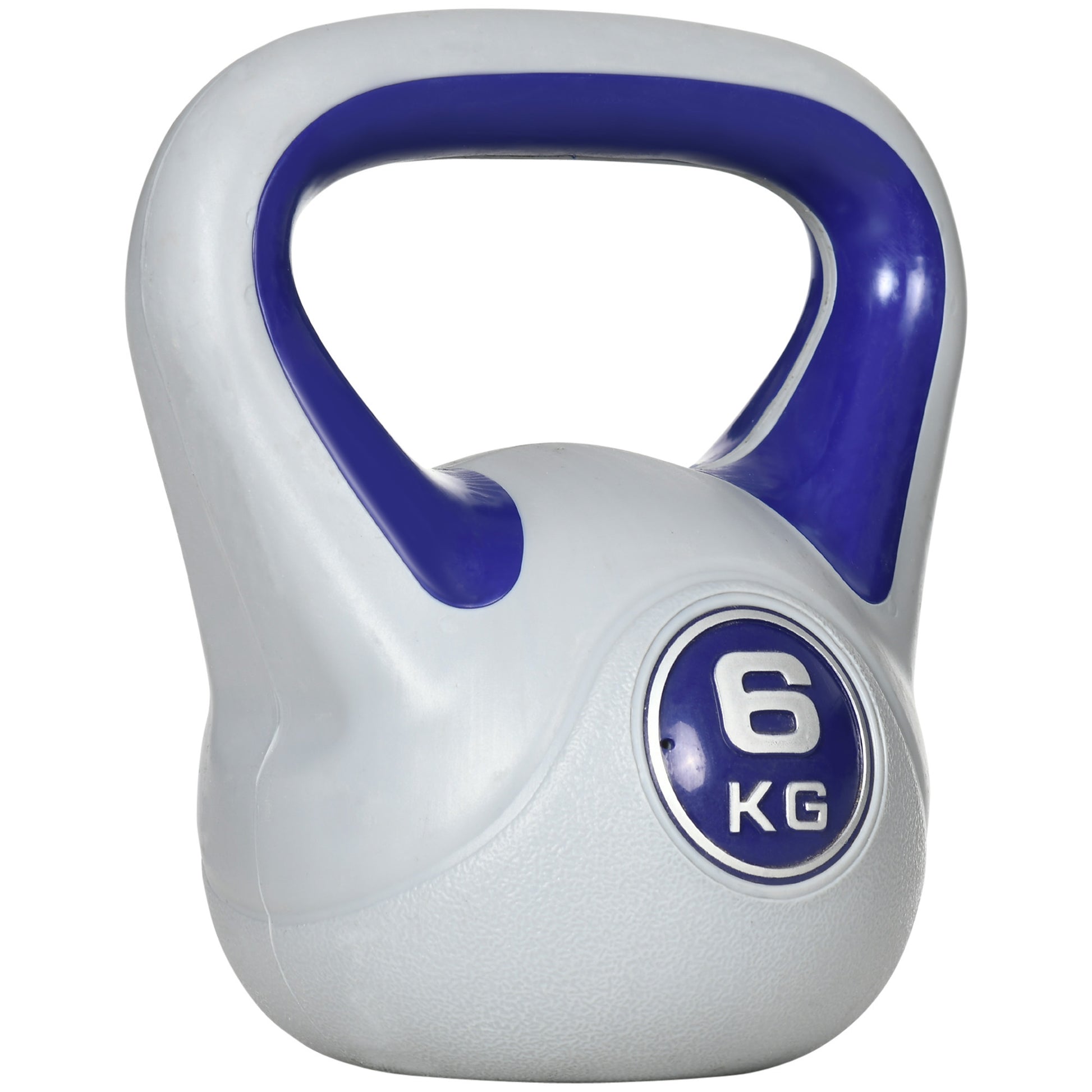 SPORTNOW Kettlebell 6 kg, PU-Beschichtung und Sandfüllung, mit breitem Griff und flacher Basis, für Krafttraining, Zuhause, Fitnessstudio, 20x13x22 cm, Violett und Grau   Aosom