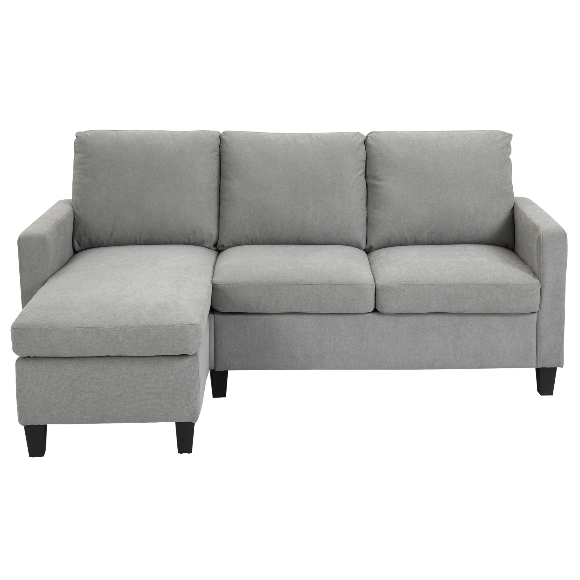 HOMCOM Ecksofa Couch mit Wendbar Chaiselongue 3 Sitzer Sofa L Form Gepolsterte Eckcouch für Wohnzimmer, Schlafzimmer, 197 x 139 x 91 cm Hellgrau   Aosom