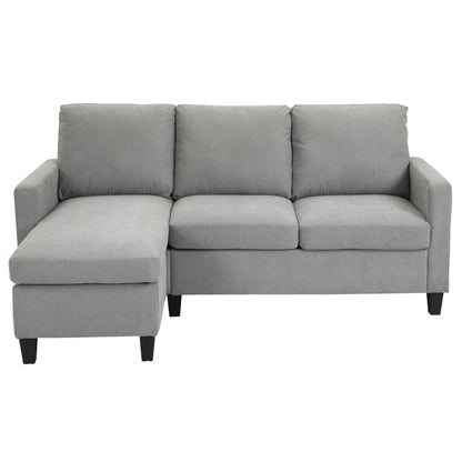 HOMCOM Ecksofa Couch mit Wendbar Chaiselongue 3 Sitzer Sofa L Form Gepolsterte Eckcouch für Wohnzimmer, Schlafzimmer, 197 x 139 x 91 cm Hellgrau   Aosom