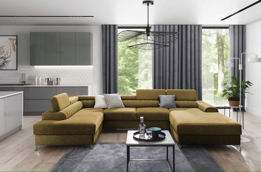 Wohnlandschaft mit Schlaffunktion Lorena und Bettkasten im modernen Design für stilvolles Wohnen