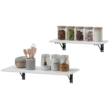 HOMCOM Satz von 2 klappbaren Wandtischen, klappbarer Wandtisch aus Holz, schwebender Schreibtisch, Küchentisch, Esstisch, Büro, Schlafzimmer, hochglänzendes Weiß   Aosom