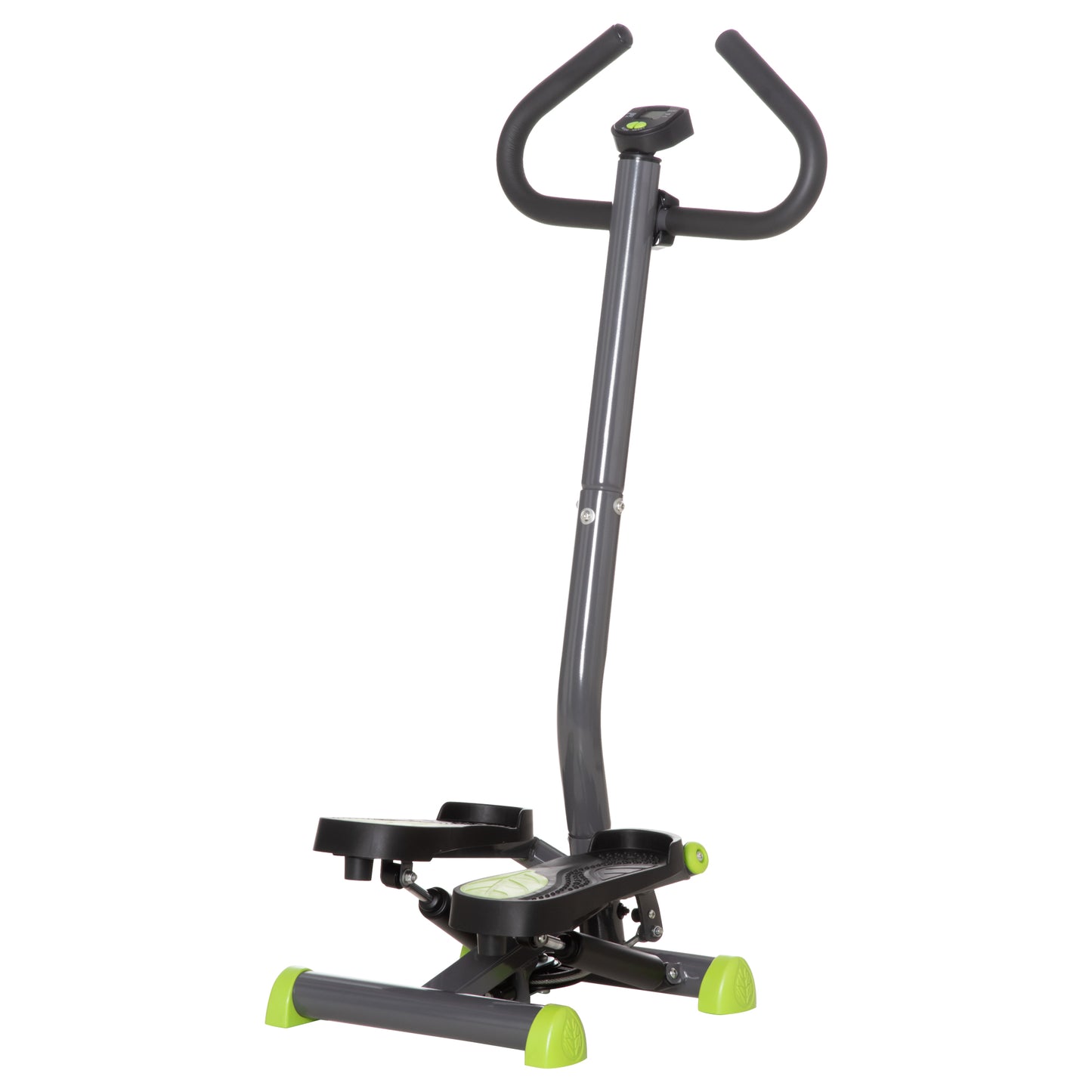 HOMCOM Hometrainer Stepper Fitness Swing Stepper mit LCD-Display & Handgriffen bis 100 kg, Stahl ABS, Grau & Grün, kompakt 55 x 44 x 108 cm   Aosom.de