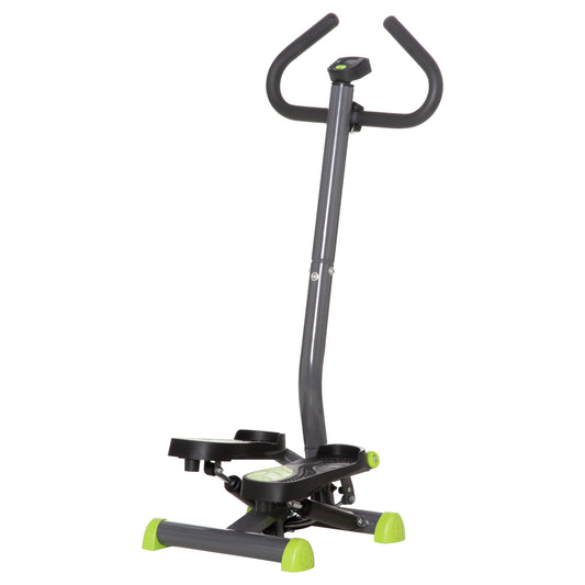 HOMCOM Hometrainer Stepper Fitness Swing Stepper mit LCD-Display & Handgriffen bis 100 kg, Stahl ABS, Grau & Grün, kompakt 55 x 44 x 108 cm   Aosom.de