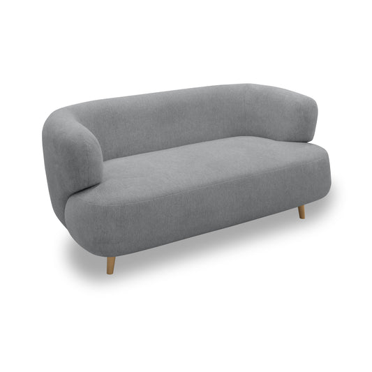 Sofa 800014, 2-Sitzer, runde Ecken, Holzfüße Eiche, 2er Couch, 86 x 73 x 160 cm (BxTxH), grau   Aosom