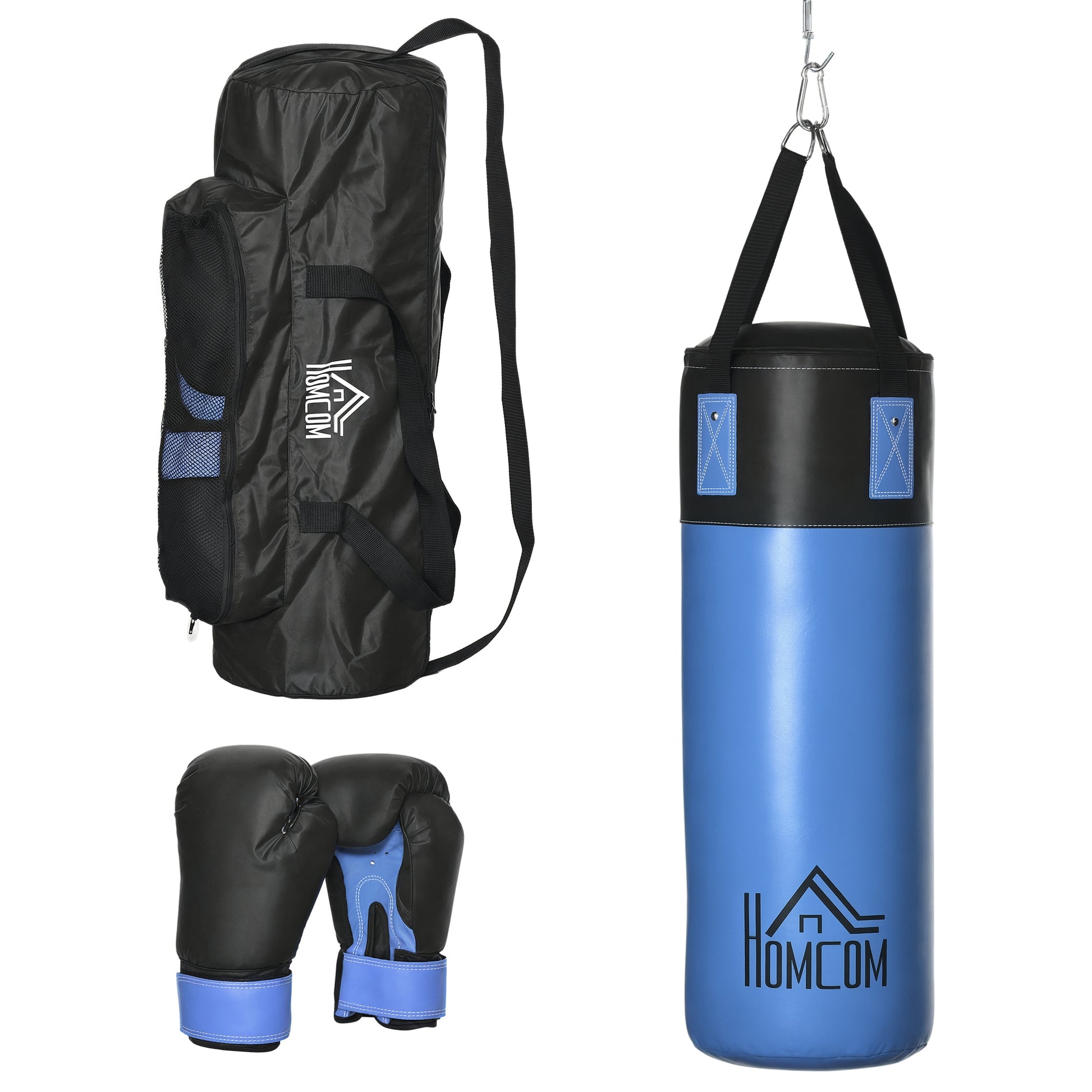 HOMCOM Boxhandschuhe gefüllt 100 KG Ø25 x 120 cm blau für Boxtraining und Fitness   Aosom.de