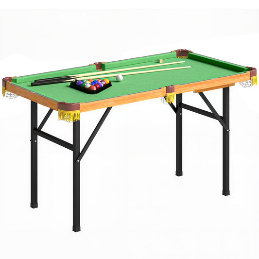 SPORTNOW Billardtisch Klappbar Mini Pool Billiard Tisch mit 2 Queues 16 Bällen Kreide Dreieck, Bürste Zubehör Tischbillard Pooltisch Tischspiel Billardtische für Kinder Erwachsene 120 x 63 x 73,5 cm   Aosom