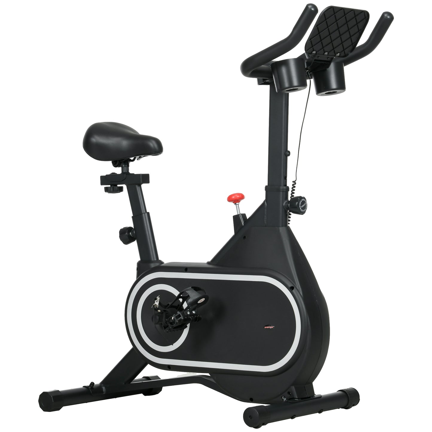SPORTNOW Heimfahrrad Fitnessbike Indoor-Exercise-Bike mit leisem Schwungrad LCD-Display verstellbarem Lenker und Sitz Tabletthalter Flaschenhalter aus Stahl in Schwarz   Aosom