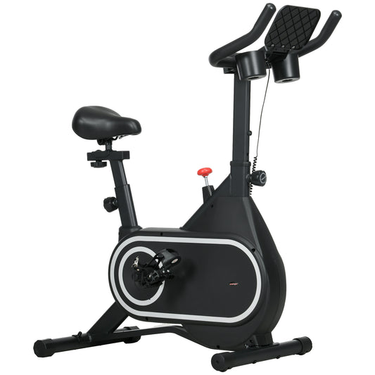 SPORTNOW Heimfahrrad Fitnessbike Indoor-Exercise-Bike mit leisem Schwungrad LCD-Display verstellbarem Lenker und Sitz Tabletthalter Flaschenhalter aus Stahl in Schwarz   Aosom