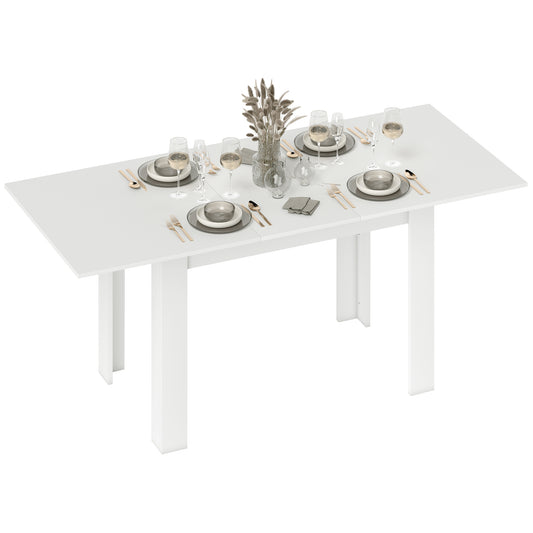 HOMCOM Ausziehbarer Esstisch für 6-8 Personen mit Klappflügeln, Ausziehbarer Küchentisch aus MDF für Esszimmer, Wohnzimmer, 140-180x80x75 cm, Weiß   Aosom